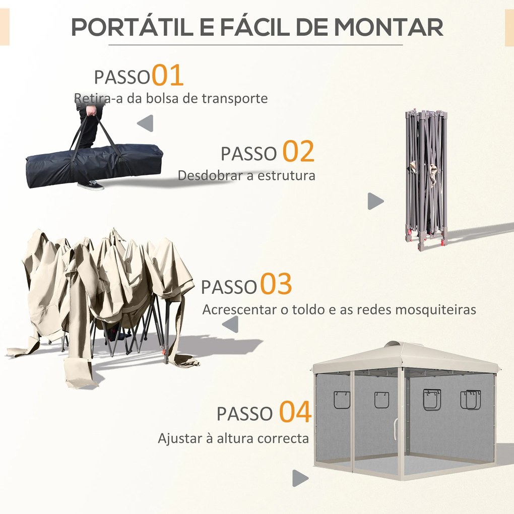 Tenda Dobrável 3x3 m Tenda de Jardim com Parede Lateral de Malha 6 Jan