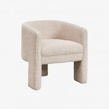 Cadeira De Jantar Em Pele De Carneiro Irati Chenille Creme Bege - Sklum