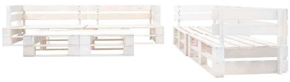 Sofás de paletes para jardim 6 pcs madeira branco