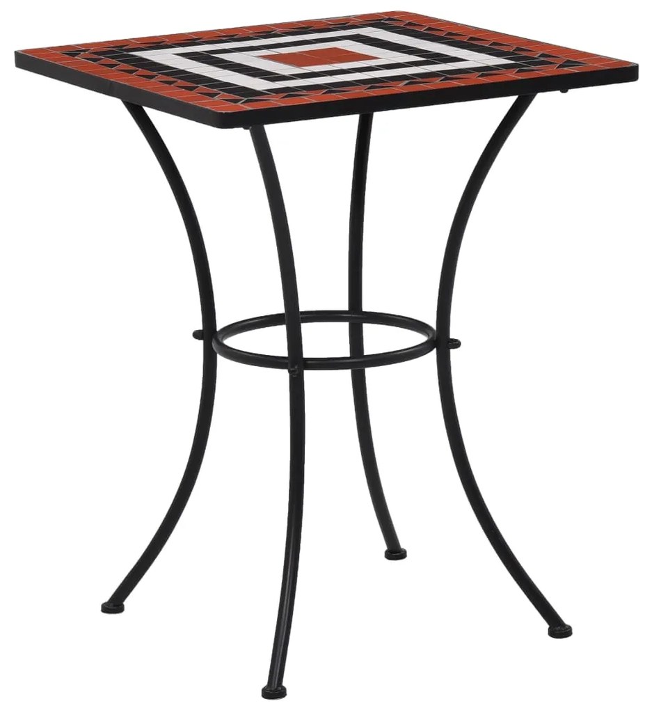 46708 vidaXL Mesa bistrô em mosaico 60 cm cerâmica terracota e branco