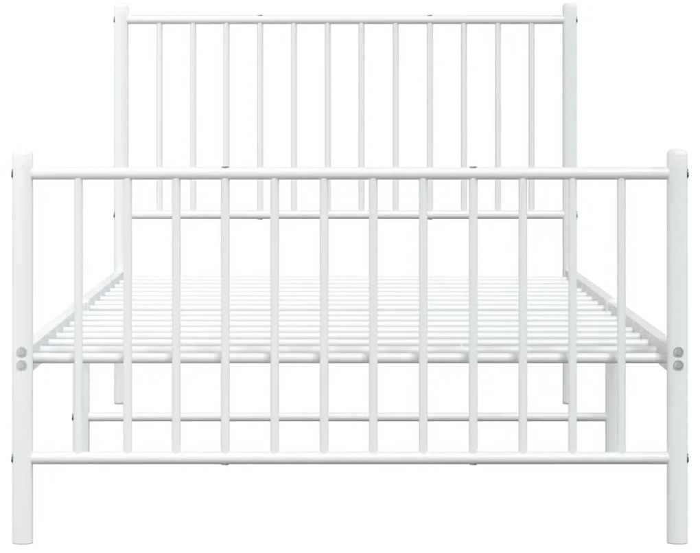 Estrutura de cama com cabeceira e pés 100x200 cm metal branco