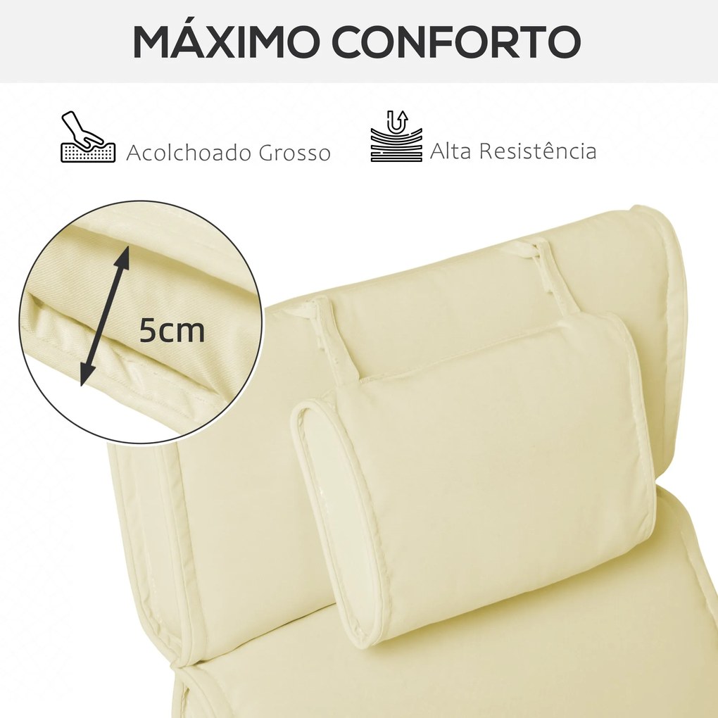Almofada para Espreguiçadeira 198x53x5cm Almofada Suave para Espreguiç