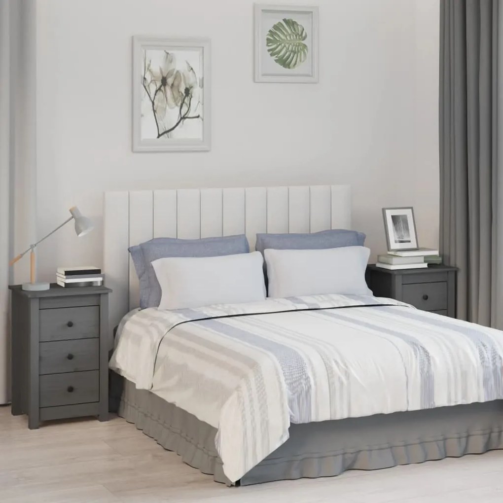 vidaXL Mesas de cabeceira 2 pcs 40x35x61,5 cm pinho maciço cinza