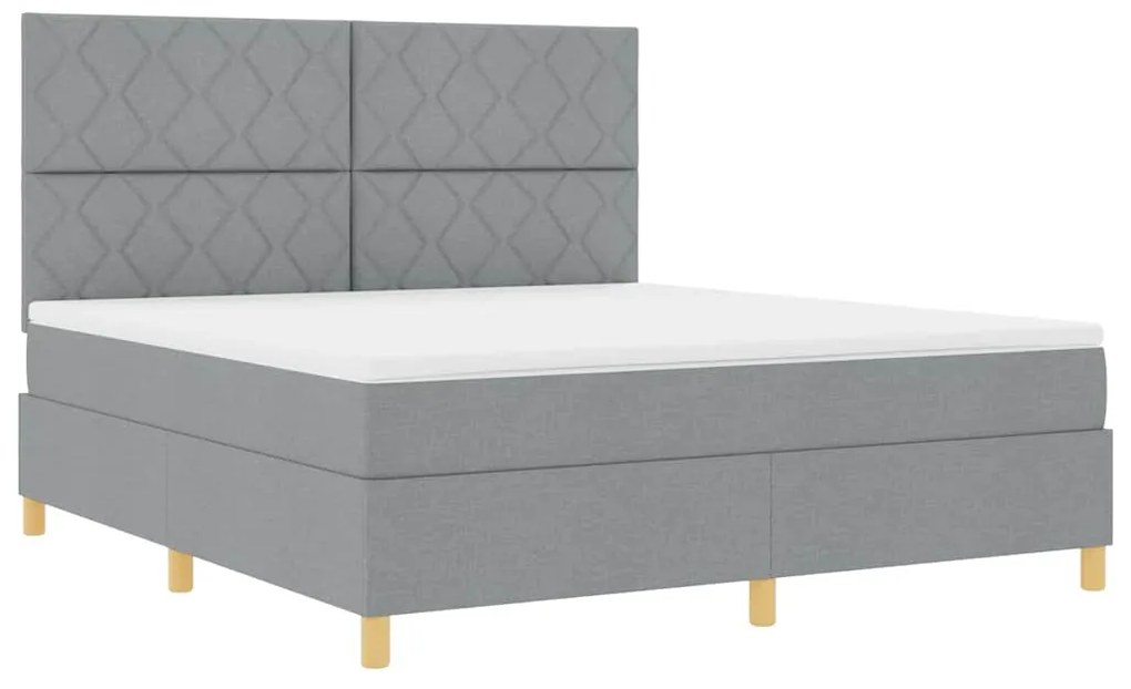 Cama Box Spring com Colchão e LED Cinza Claro 180x200 cm Tecido