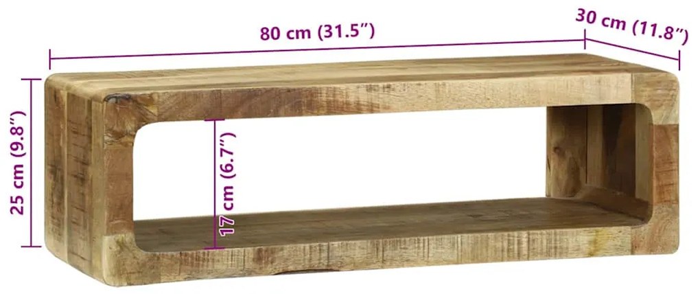 Gabinete de TV 80x30x25 cm Madeira Maciça Áspera