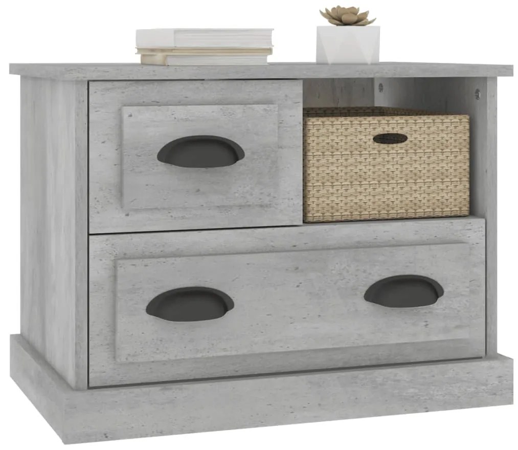 Mesa de cabeceira 60x39x45 cm cinzento cimento