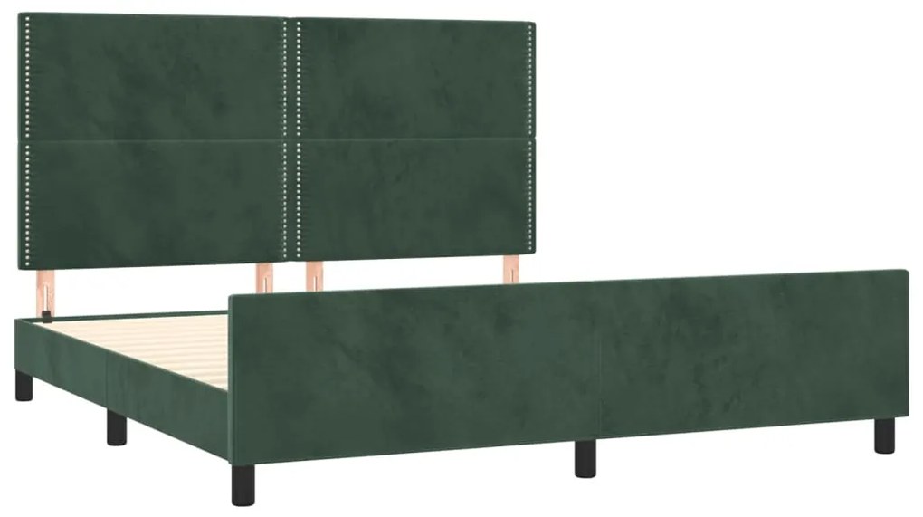 Estrutura de cama sem colchão 160x200 cm veludo verde-escuro