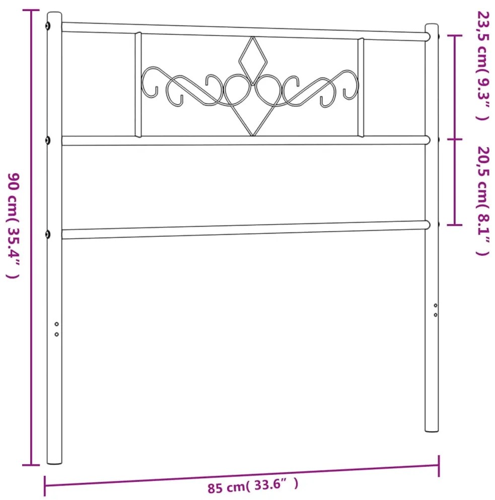 Cabeceira de cama 80 cm metal preto