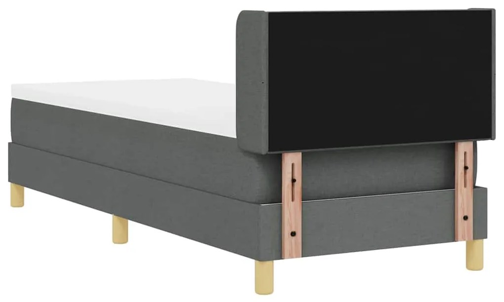 Cama Box com Colchão - Cinza Escuro, 80x200 cm, Têxtil.