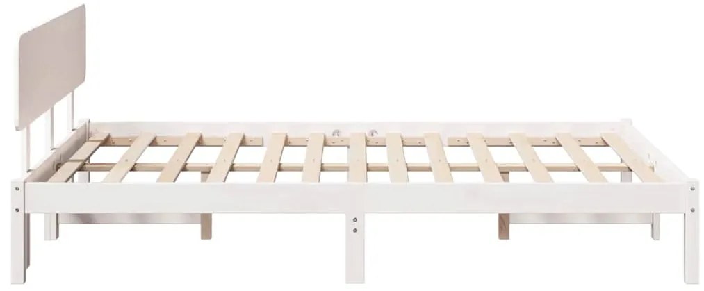 Cama com cabeceira branca 120x200 cm em madeira de pinho maciça