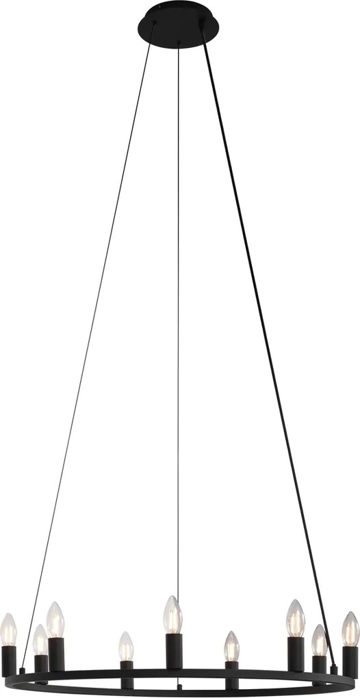 Candeeiro suspenso inteligente preto 9 luzes incluindo WiFi C35 - Knight