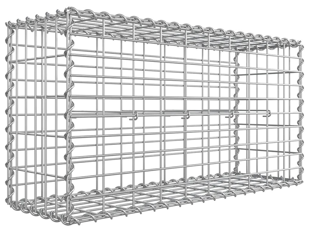 Cesto Gabião de pedra retangular 100 x 50 x 30 cm Prateado