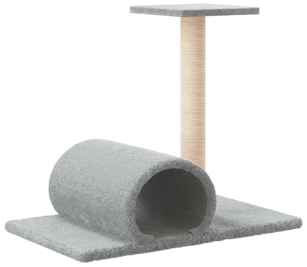 Poste arranhador para gatos com túnel 60x34,5x50 cinza-claro