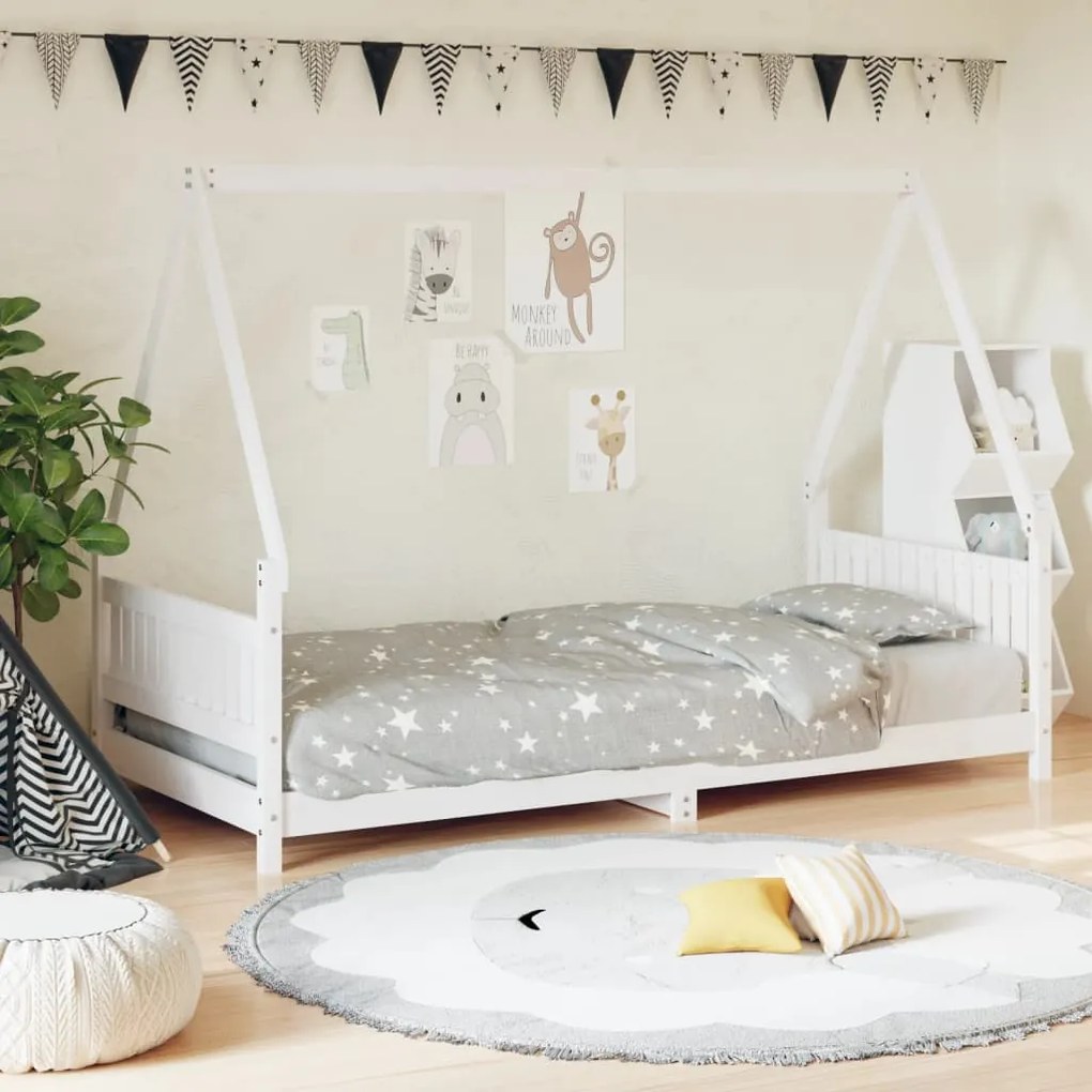 Estrutura de cama infantil 90x190 cm pinho maciço branco