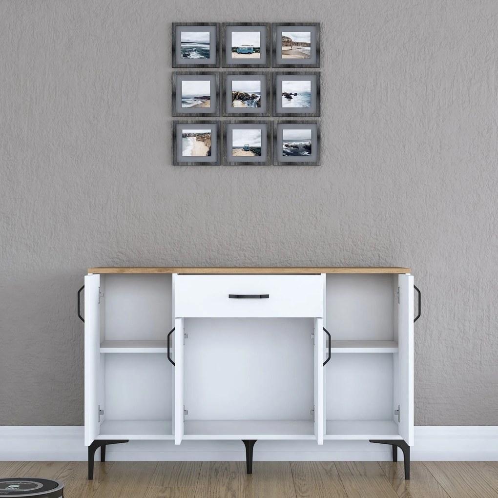 Armário Multiuso JE136 – Branco Nogueira – 120x78,6x40 cm