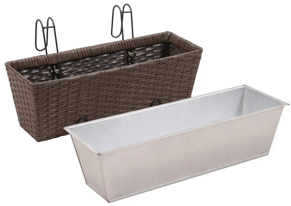 Conjunto de plantadeiras de rattan 2 peças 50 cm Marrom