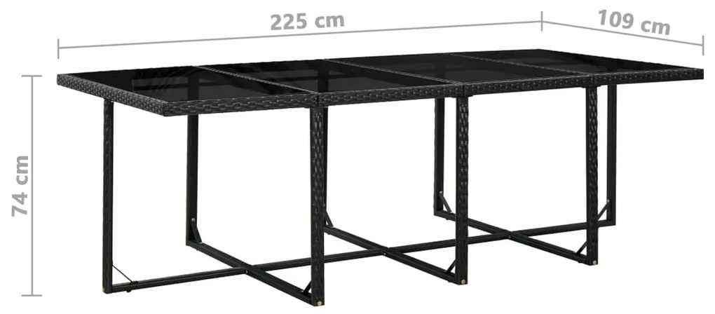 13 pcs conjunto jantar exterior com almofadões vime PE preto