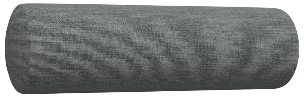 3 pcs conjunto de sofás com almofadões tecido cinzento-escuro
