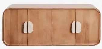 Conjunto De Móvel De Casa De Banho Dupla Suspensa 130x45 Cm Em Madeira De Manga E Pedra Natural Kivalina Sem Lavatório & Sem Espelho & Sem Torneira &