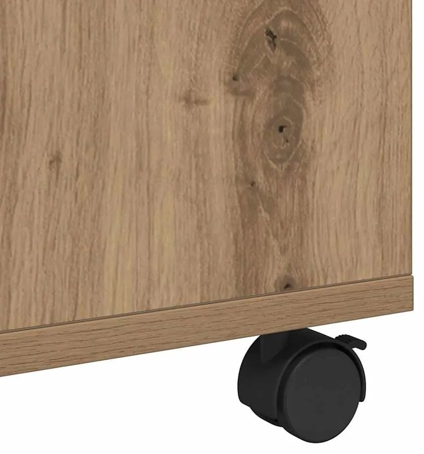 Mesa de centro com roda carvalho artisiano 75 x 75 x 38 cm