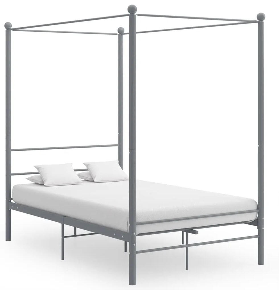 vidaXL Estrutura de cama com dossel 120x200 cm metal cinzento