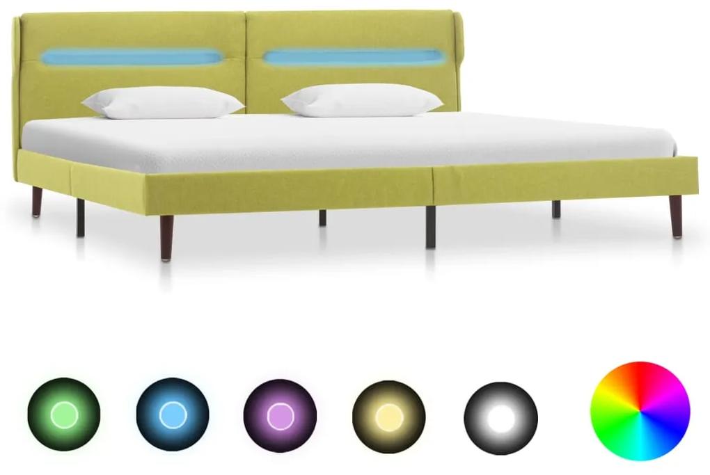286905 vidaXL Estrutura de cama com LED tecido 160x200 cm verde