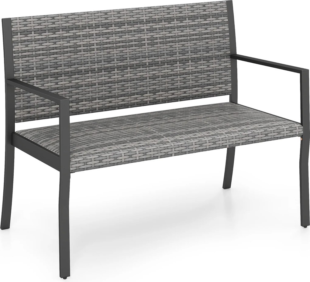 Banco de Jardim para 2 Lugares, 109 x 55 x 84 cm, Assento Acolchoado, Cinzento