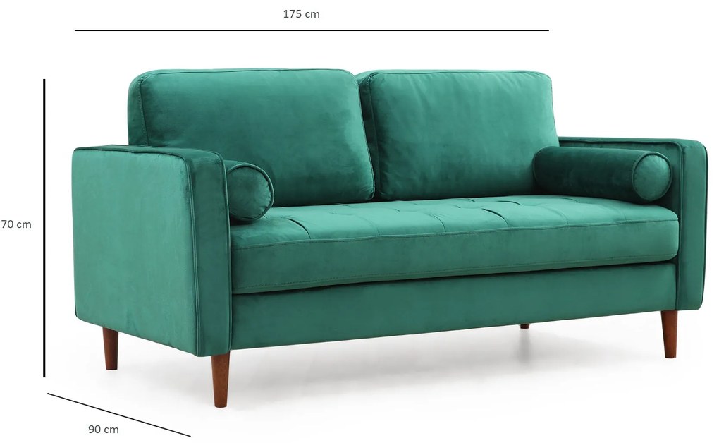 Sofá de 2 Lugares Rome – Verde – 175x90x70 cm