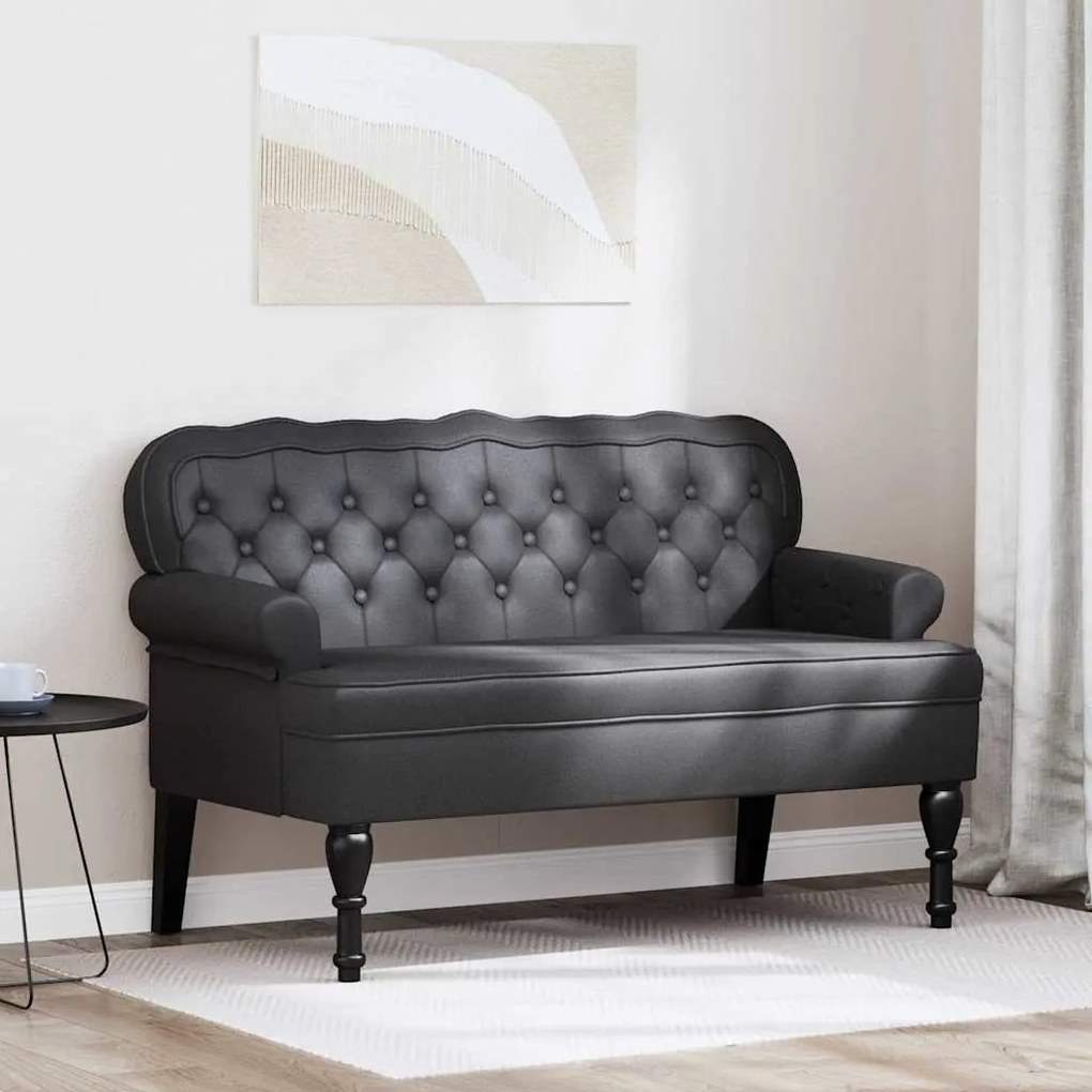 vidaXL Banco Chesterfield Preto 119,5 x 64,5 x 75 cm Couro Sintético
