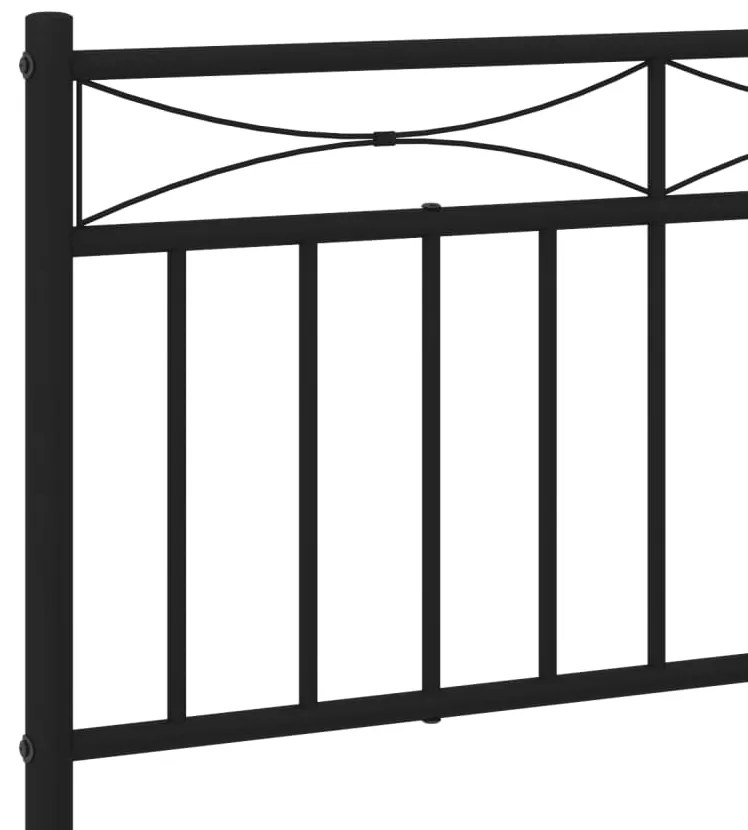 Estrutura de cama com cabeceira e pés 200x200 cm metal preto