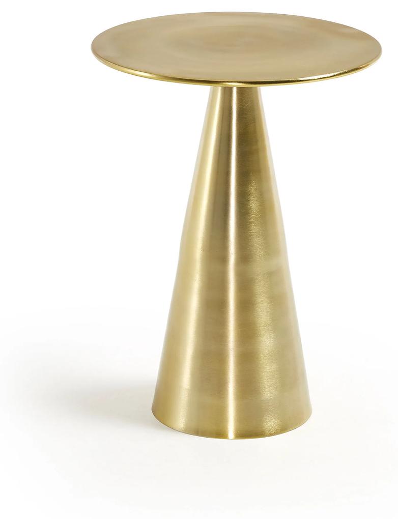 Kave Home - Mesa de apoio Rhet de metal com acabamento dourado Ø 39 cm