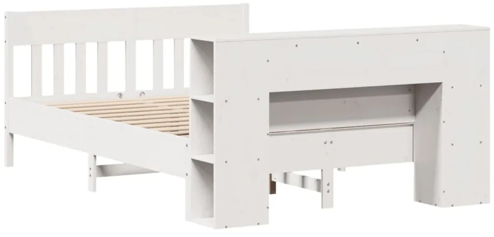Cama com estante sem colchão 140x200 cm pinho maciço branco