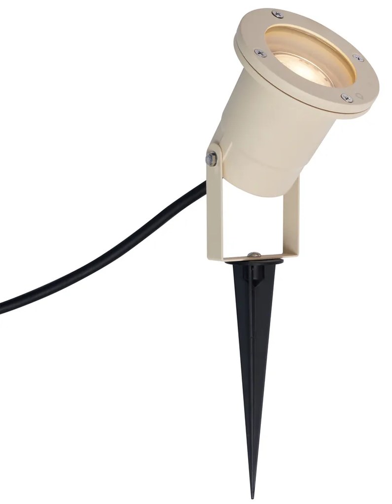 Foco de Jardim Bege GU10 50mm Ajustável IP65 Incl. Cabo e Ficha - Basic Moderno