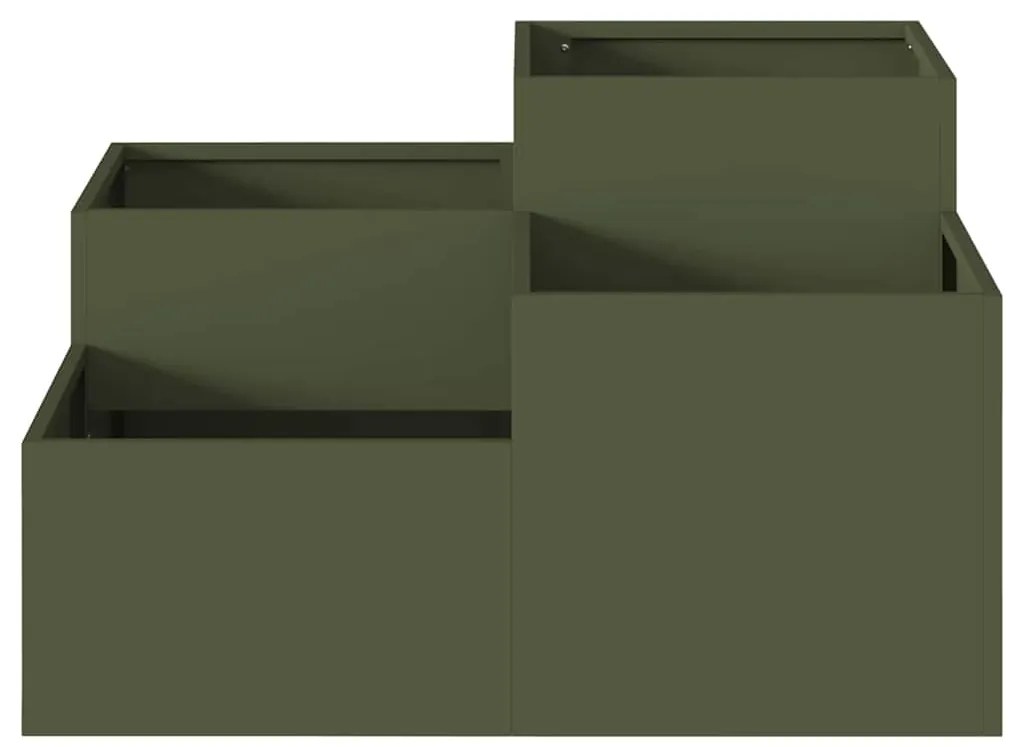 Jardineira vidaXL 80x80x48 cm Verde Oliva Aço