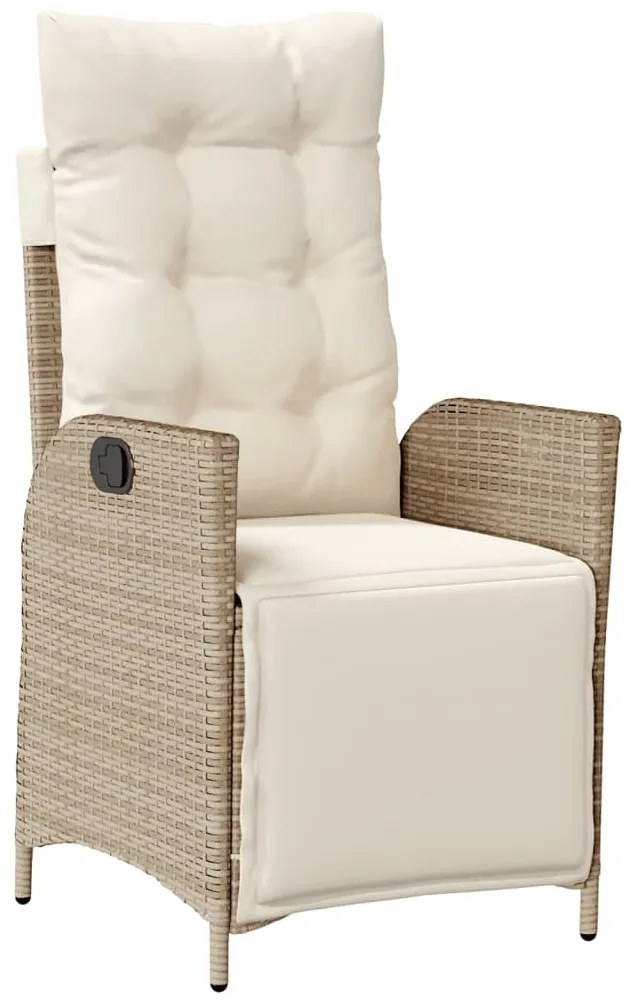 7 pcs conjunto de jantar p/ jardim com almofadões vime PE bege