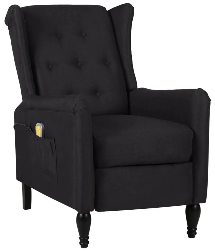 vidaXL Poltrona de massagens reclinável tecido preto