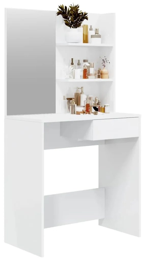 Toucador com espelho 74,5x40x141 cm branco brilhante