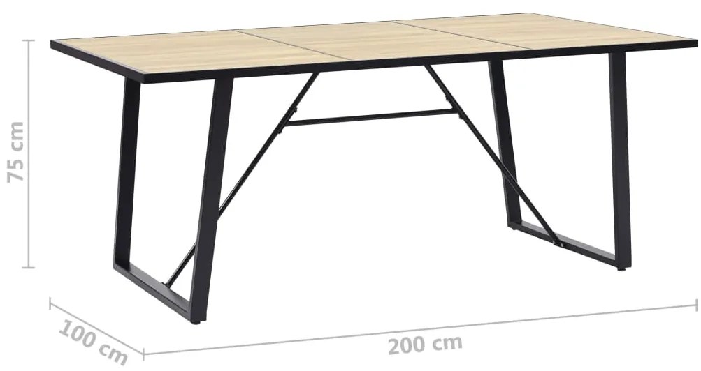 Mesa de jantar 200x100x75 cm MDF cor carvalho