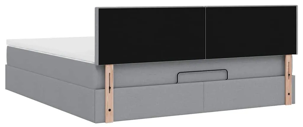 Cama otomana com colchão 160x200 cm tecido cinzento claro