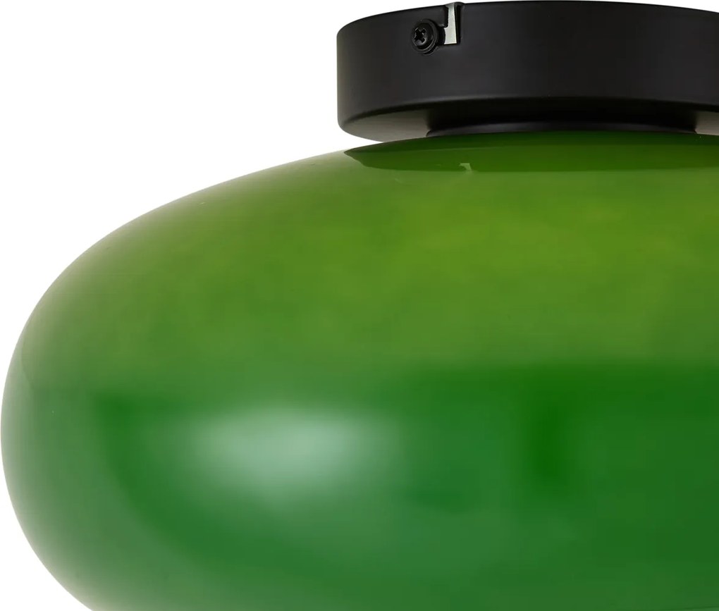 Candeeiro de Teto Retro Preto com Vidro Verde 30cm - Glaze