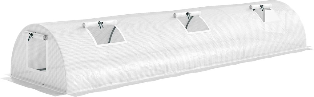 Outsunny Estufa de Filme, Mini-estufa tipo túnel com janela de rede, resistente a UV, filme plástico, 300 x 80 x 45 cm, Branco | Aosom Portugal