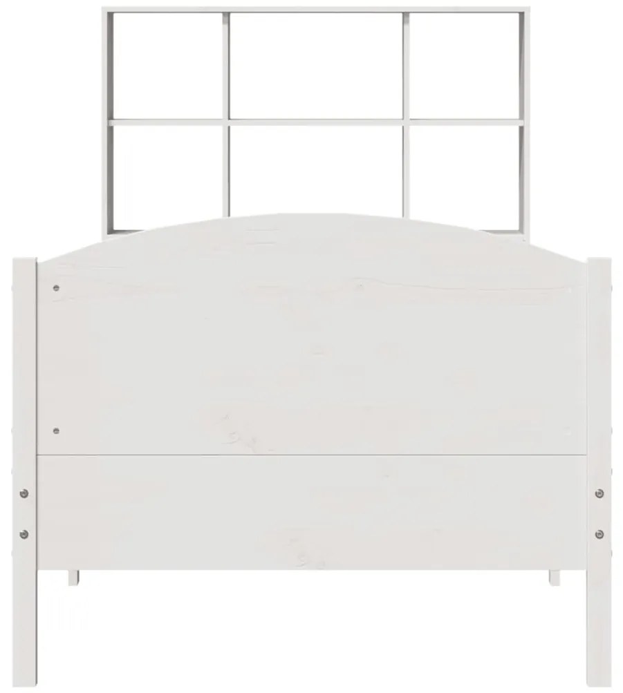 Cama com estante sem colchão 90x200 cm pinho maciço branco