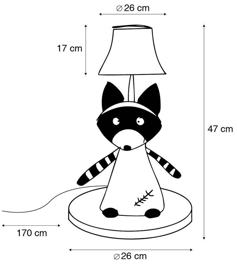 LED Candeeiro de mesa infantil Guaxinim Cinzento - Ben Para crianças