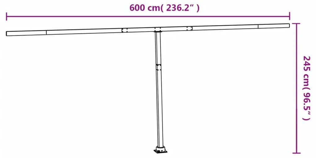 Conjunto de postes para toldo 600x245 cm ferro branco