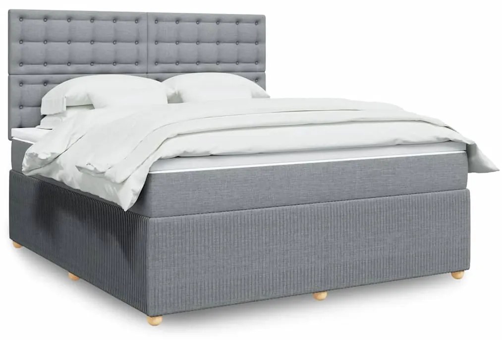 vidaXL Cama com molas/colchão 180x200 cm tecido cinzento-claro