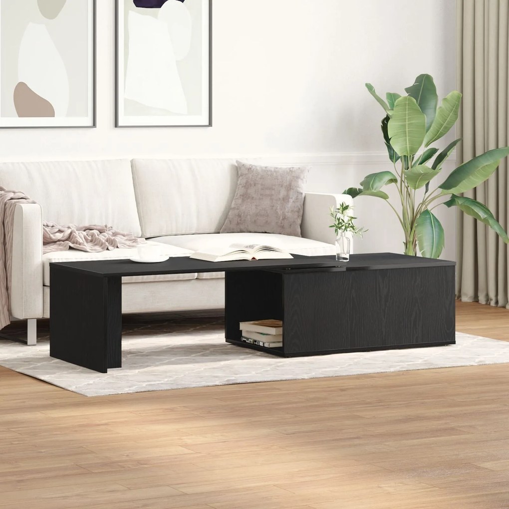 Mesa de Centro Folheada Preta de 150x50x35 cm