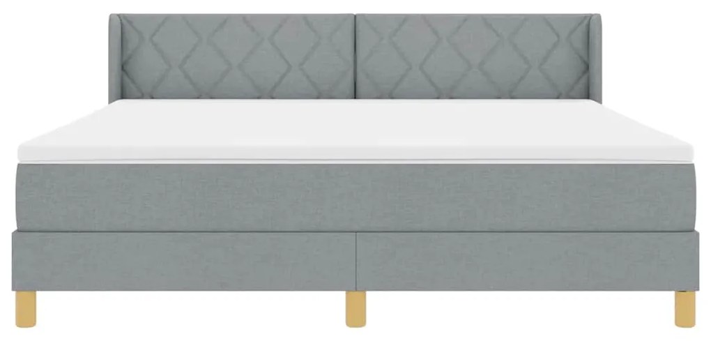 Cama Box Spring com Colchão Cinza Claro, 180 x 200 cm, Tecido