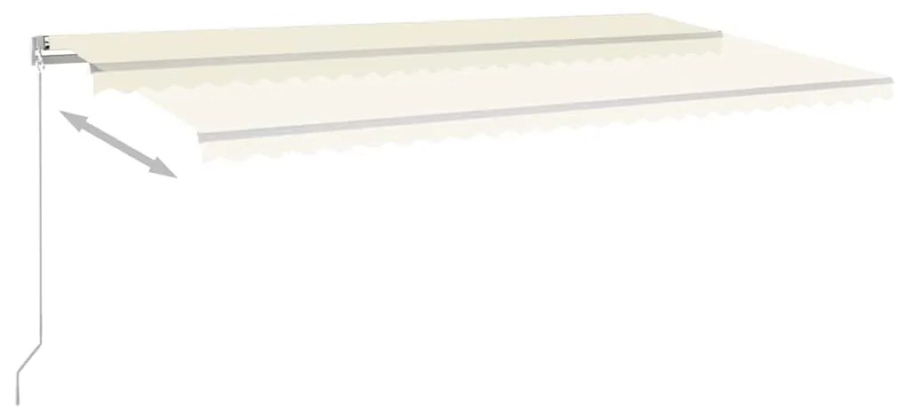 Toldo retrátil automático com postes 6x3 m cor creme