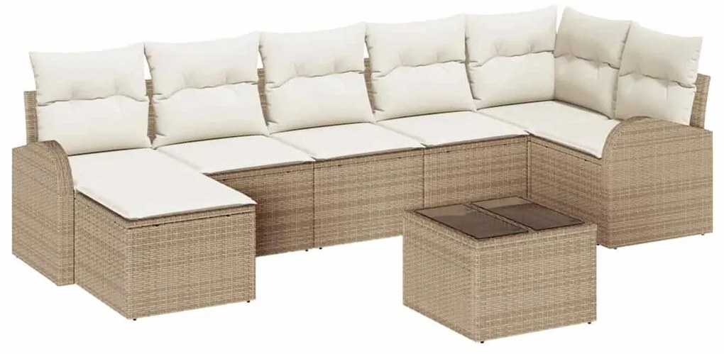 Conjunto de Sofá de Jardim 8 Peças com Almofadas em Rattan Sintético M