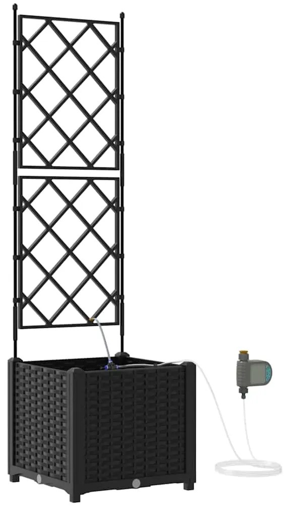 Jardineiras de Jardim 1 pc Preto 40 x 40 x 142 cm Plástico